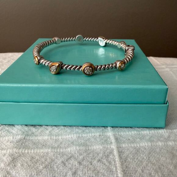 Brighton Massandra Brushed Silver with Gold Oval Hinged Bracelet - Picture 2 of 4